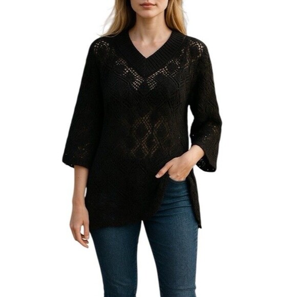 Zara Pointelle Open Knit Sweater Crochet Loose Fit Oversized Blogger Fav XL NWT - Picture 10 of 10